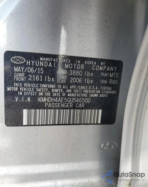 2016 Hyundai Elantra Se из США, поврежденный, VIN KMHDH4AE5GU546500